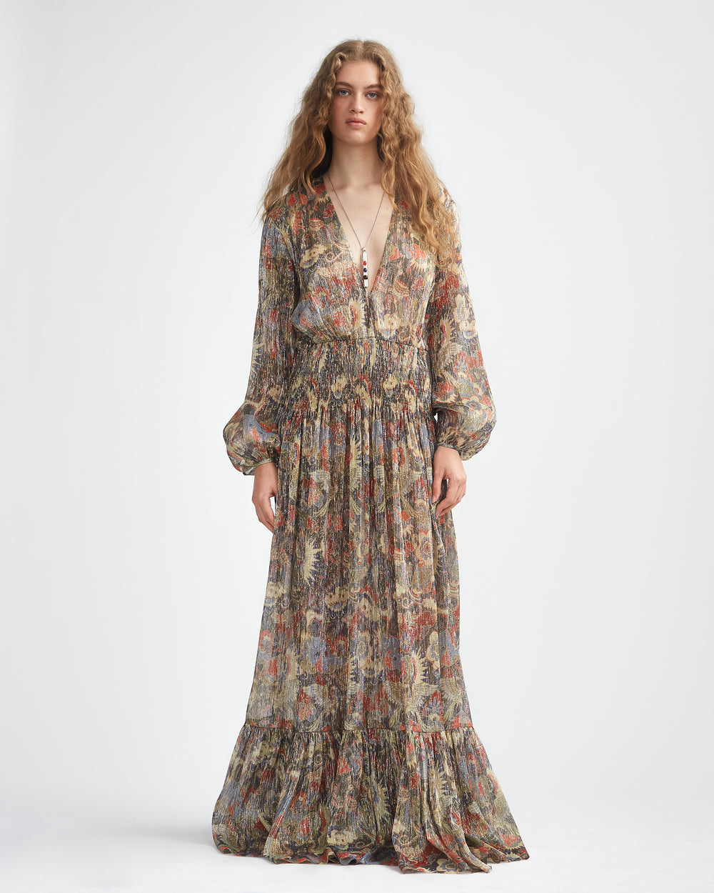 SMOCKED WAIST MAXI DRESS