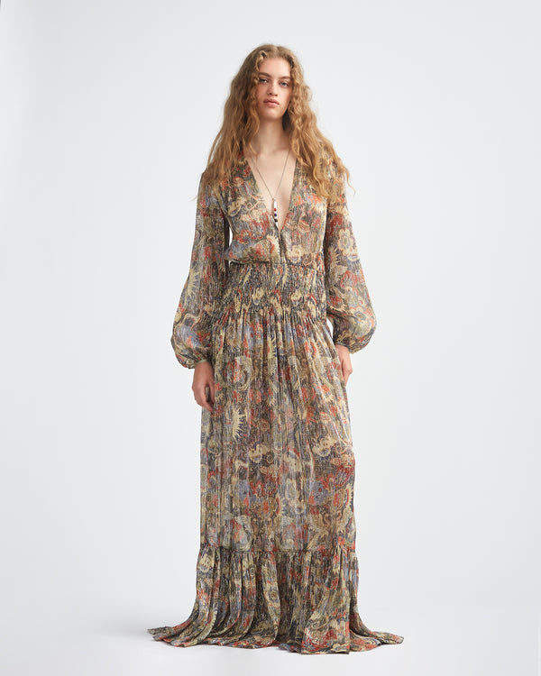 SMOCKED WAIST MAXI DRESS