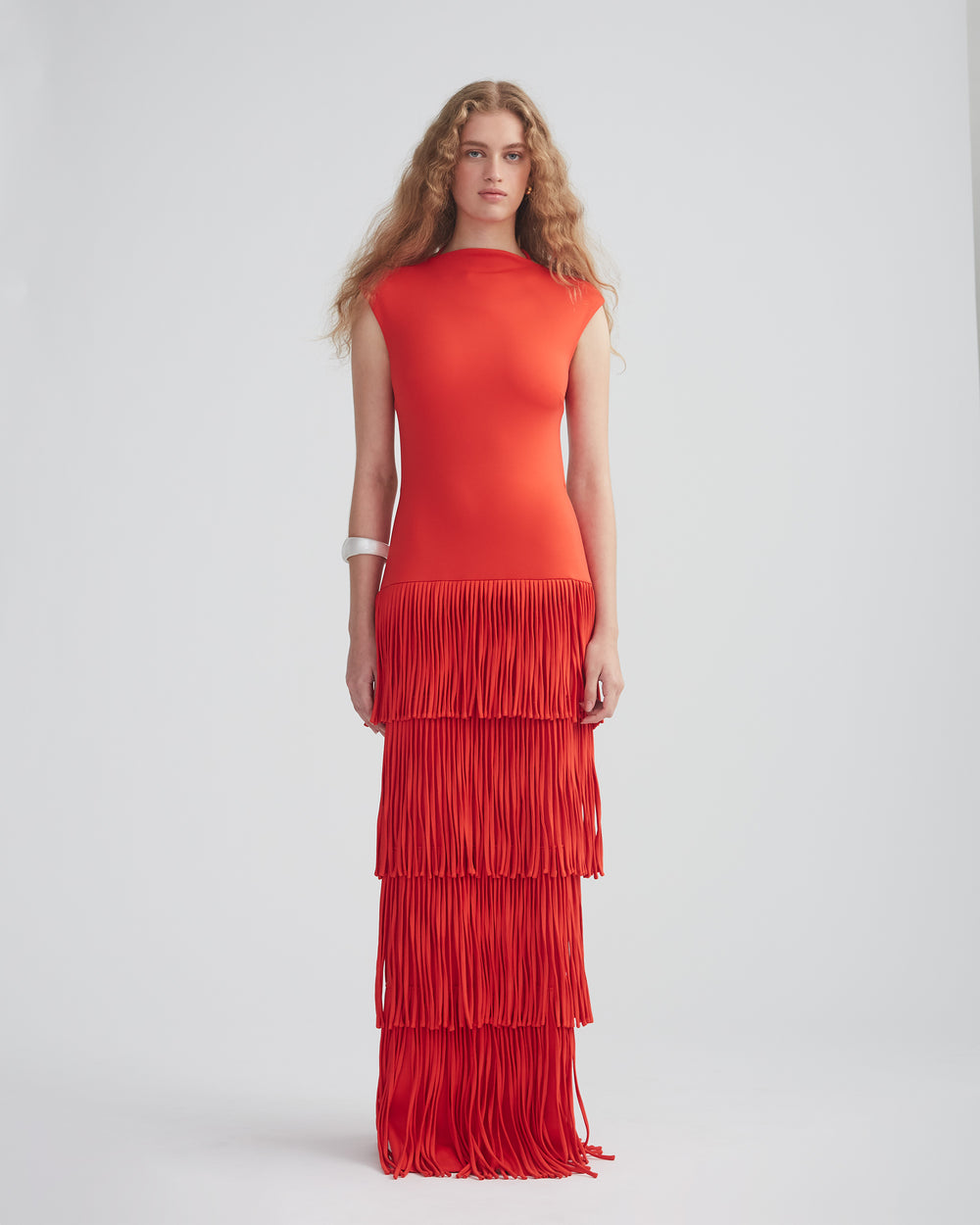FRINGE COLUMN DRESS