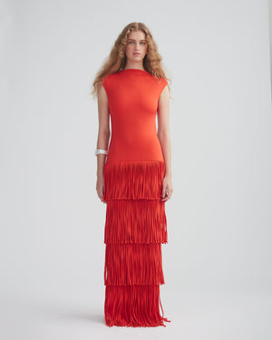 FRINGE COLUMN DRESS